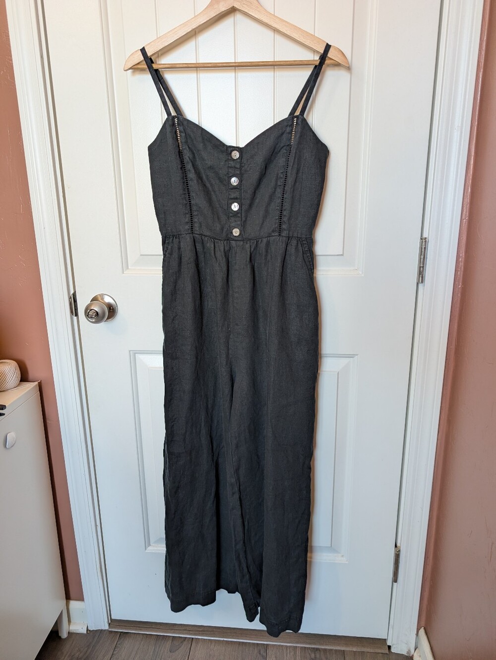 Madewell Sleeveless Wide—Leg Linen Jumpsuit W2 Black